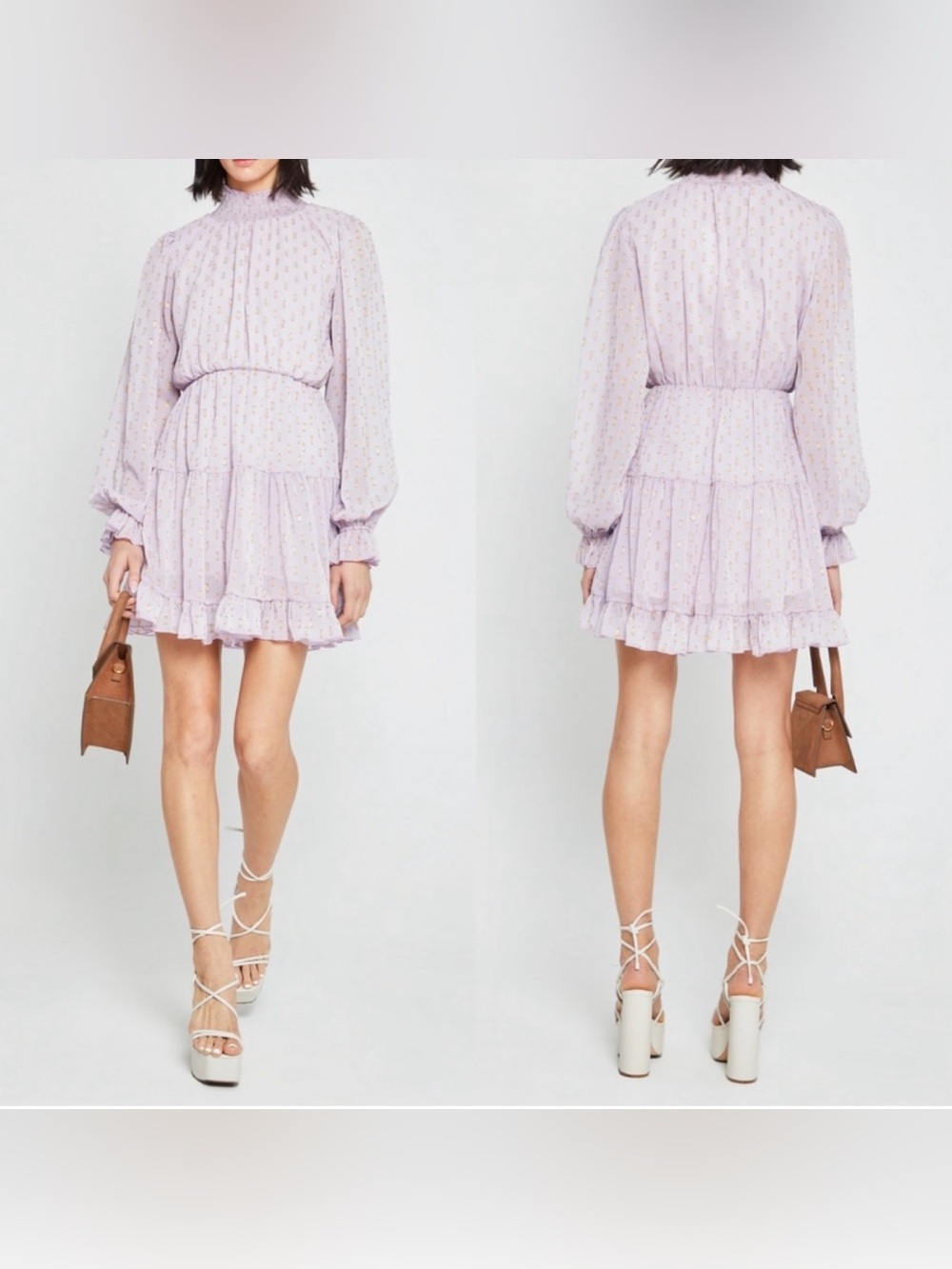 Nwt  o.p.t. Lluvia Mini lavender metallic gold accent Dress